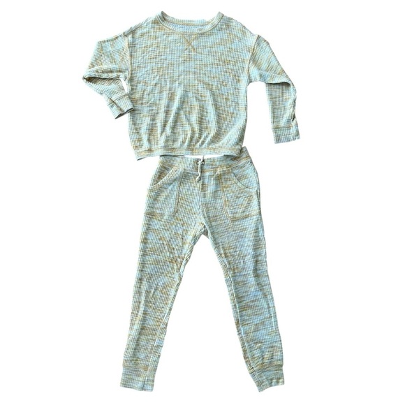 Old Navy Kids 2-Piece Waffle Knit Lounge Set | Size 5T | Yellow White Girls - Picture 2 of 13